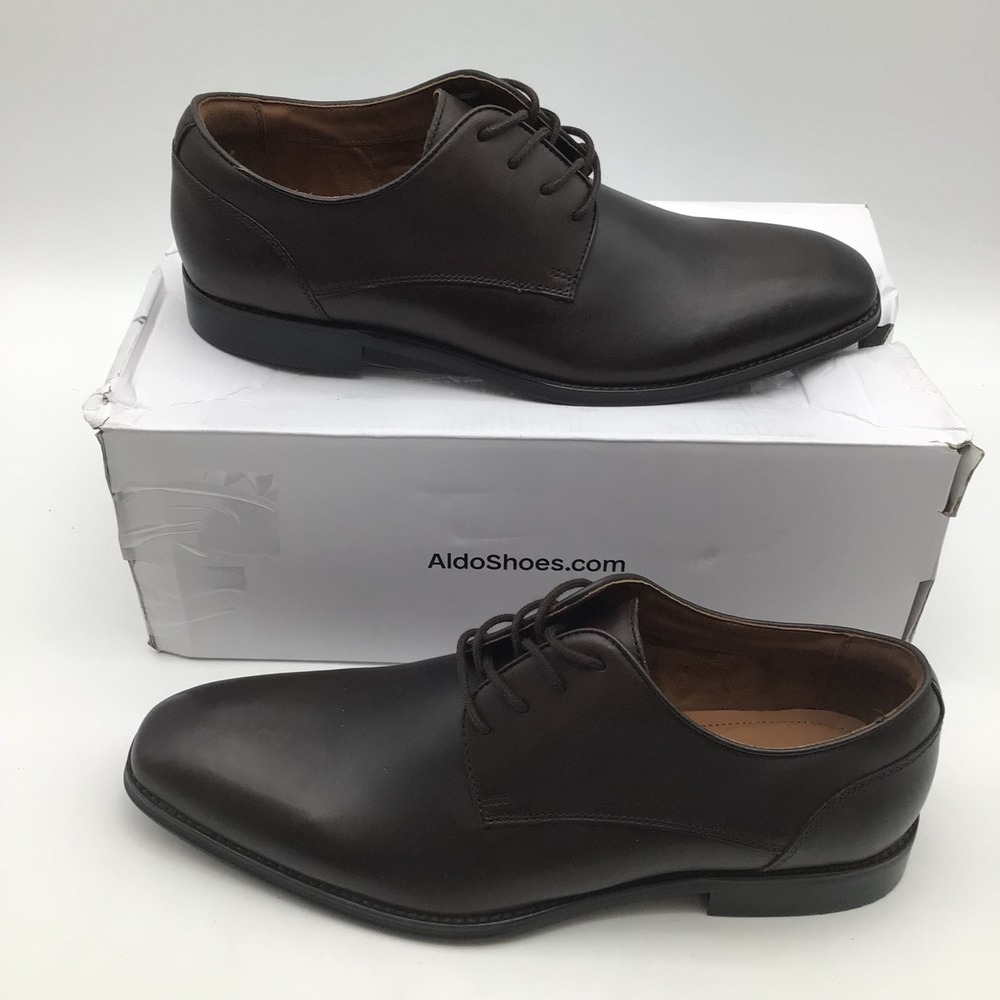 Aldo Allegro 204 Mens Dark Brown Leather Derby Dress Shoes Size 10 US NEW